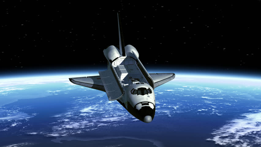 Space Shuttle Payload Bay Doors Opens. 3D Animation. Stock Footage ...