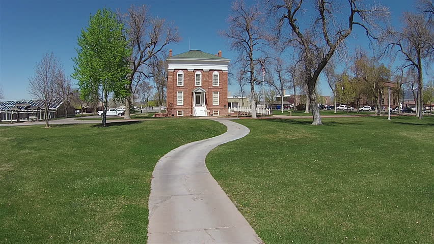 FILLMORE, UTAH - APR 2014: Aerial Historic Utah State Capital Fillmore ...