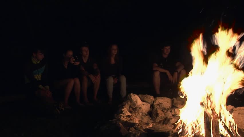 Teenagers Are Sitting Around Open Fire Stock Footage Video 6178901 ...