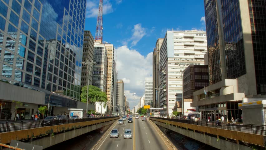 Avenida Paulista Day Traffic Time Lapse Sao Paulo Brazil. The Street ...