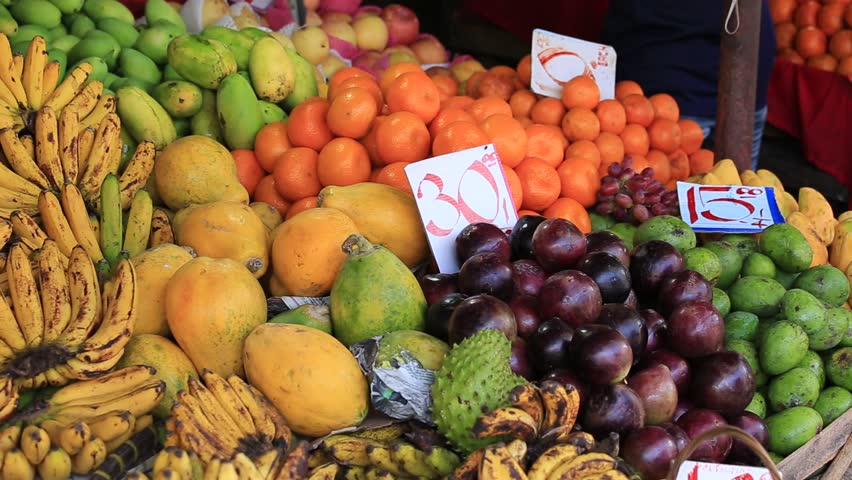 View Of Fresh Fruit Stall In A Local Outdoor Greek Street Market With ...