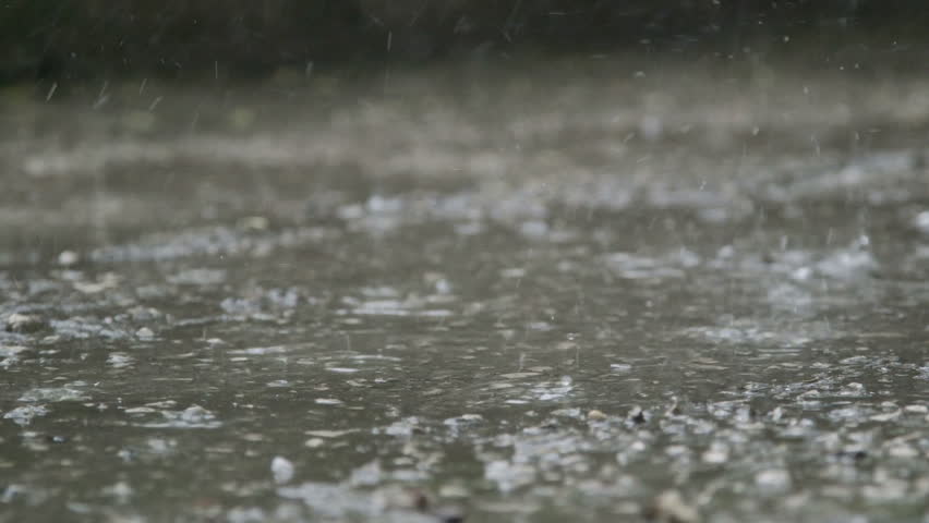 Big Drops Of Rain Hitting The Ground And Splashing During A Storm ...