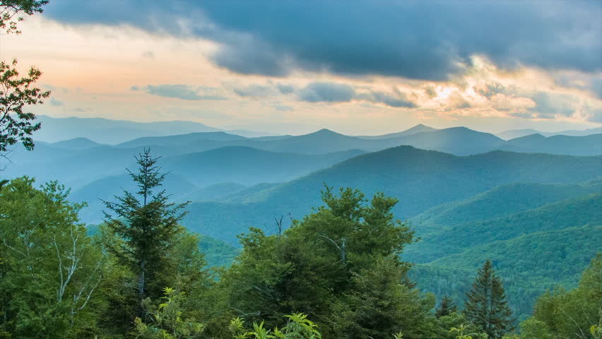 Caney Fork Overlook On The Blue Ridge Parkway At Sunset Over The Smoky ...