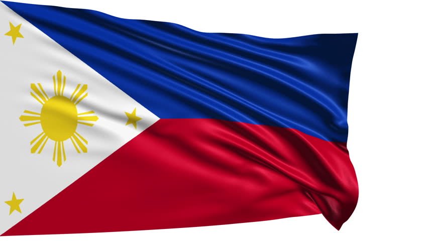 Philippines Flag Waving In Slow Motion Against Clean Blue Sky ...