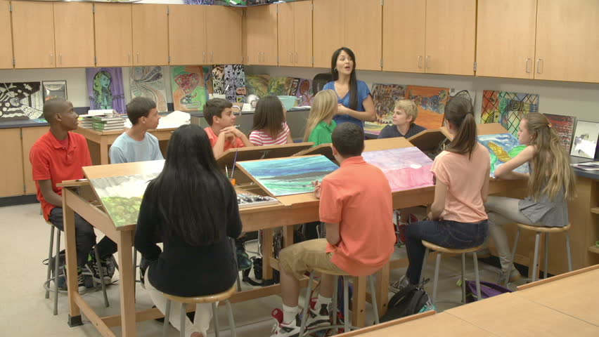 High School Art Class With Teacher Stock Footage Video 7352920 ...