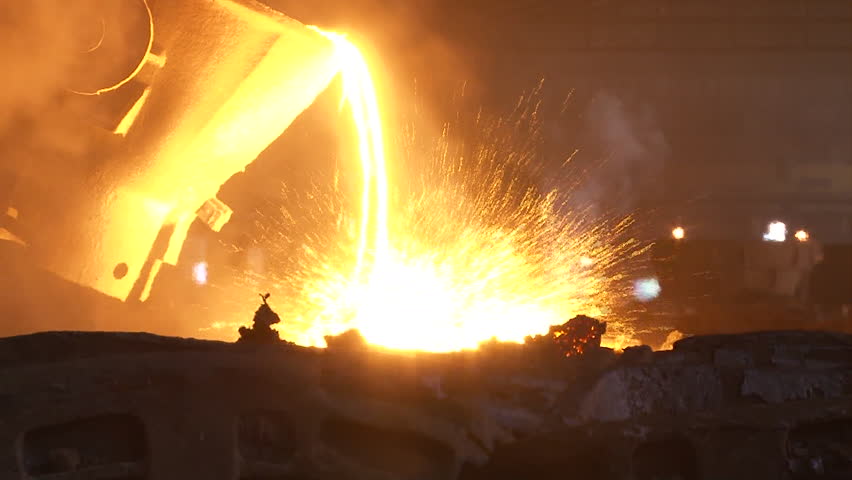 Iron And Steel Works. Pouring Of Molten Iron. HDV To HD Stock Footage ...