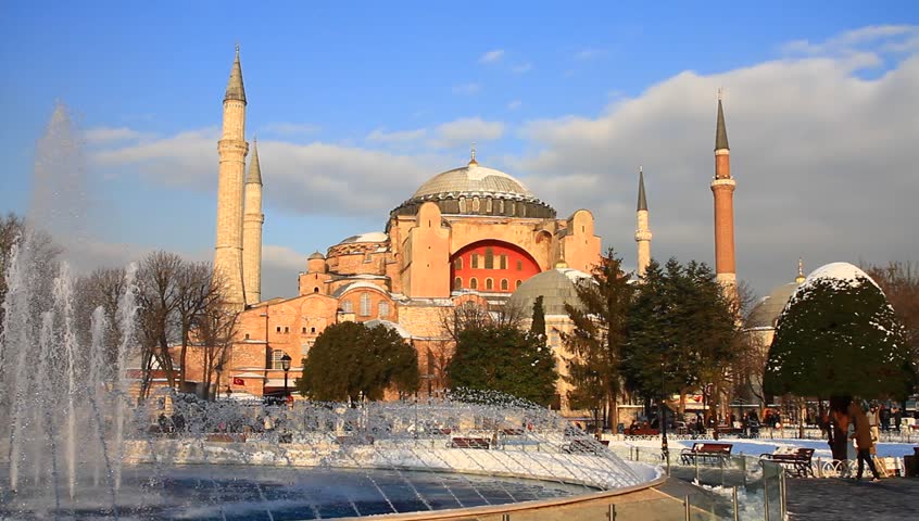 ISTANBUL January 2015-Sultan Ahmet Square In Istanbul, Turkey. Winter ...