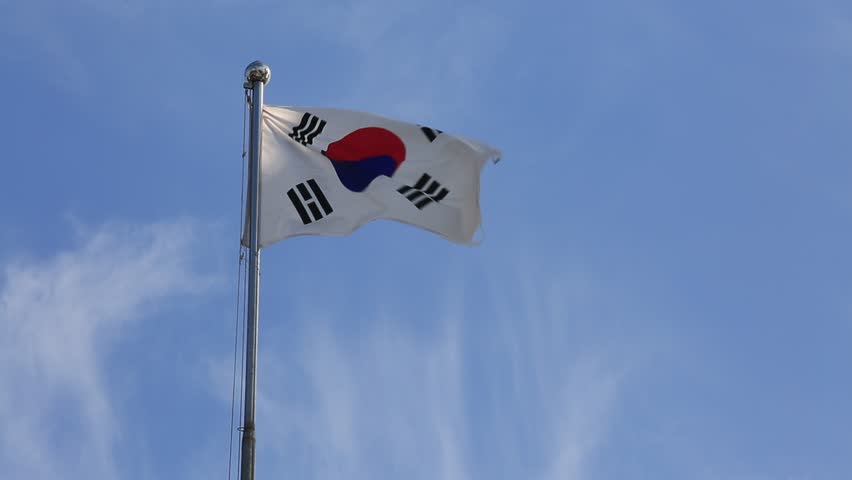 South Korean Flag Waving Against Time-lapse Clouds Background Stock ...