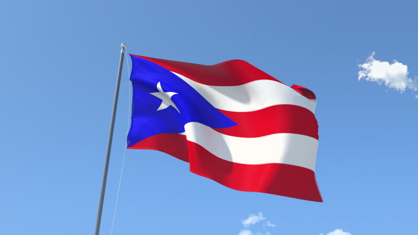 Honduras National Flag Waving On Flagpole On Blue Sky Background Stock ...