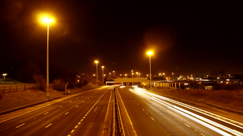 4K 25p Urban City Night Highway Traffic Timelapse.Night Traffic ...